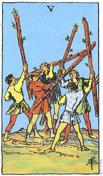 Five of Wands (Lima Tongkat)
