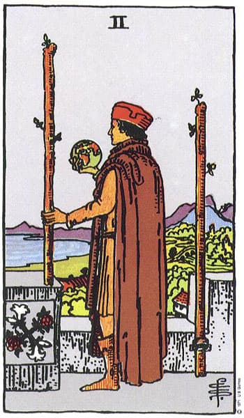 Two of Wands (Dua Tongkat)